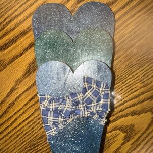 Vintage Rustic Blue and Green Heart Decor